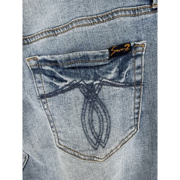 Seven7 Weekend Easy Fit Boyfriend Cuffed Distressed Women's Blue Jeans Waist 32” - Picture 5 of 8